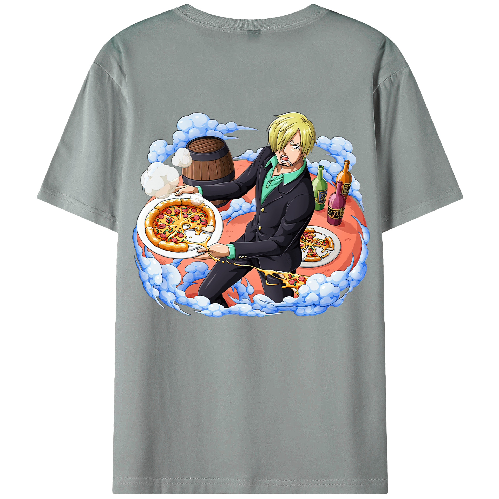 （画像用） ワンピース サンジ ONE PIECE Sanji 綿100％ メンズ半袖Tシャツ（バックプリント） 通気性